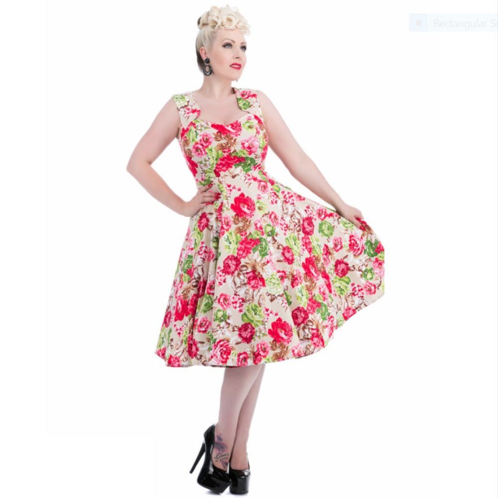 Hearts & Roses London Floral Retro 50s Flare Dress